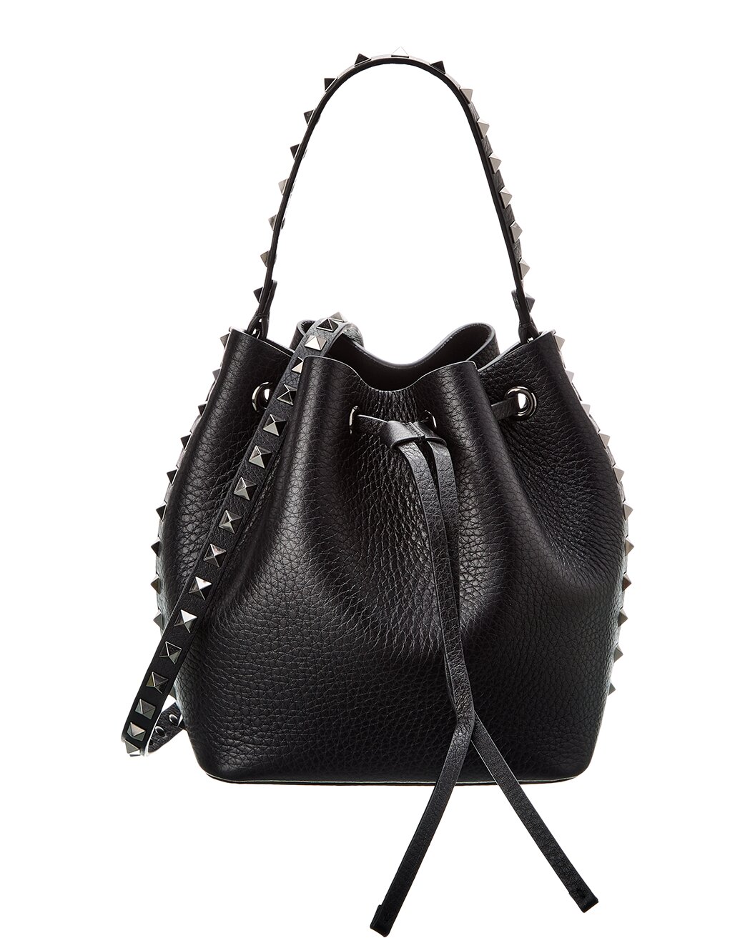 Rockstud Grainy Leather Bucket Bag