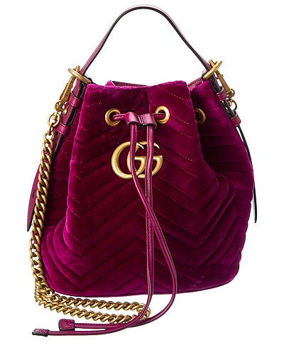 Gucci GG Velvet & Leather Bucket Bag
