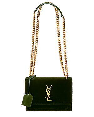 saint laurent small sunset velvet shoulder bag