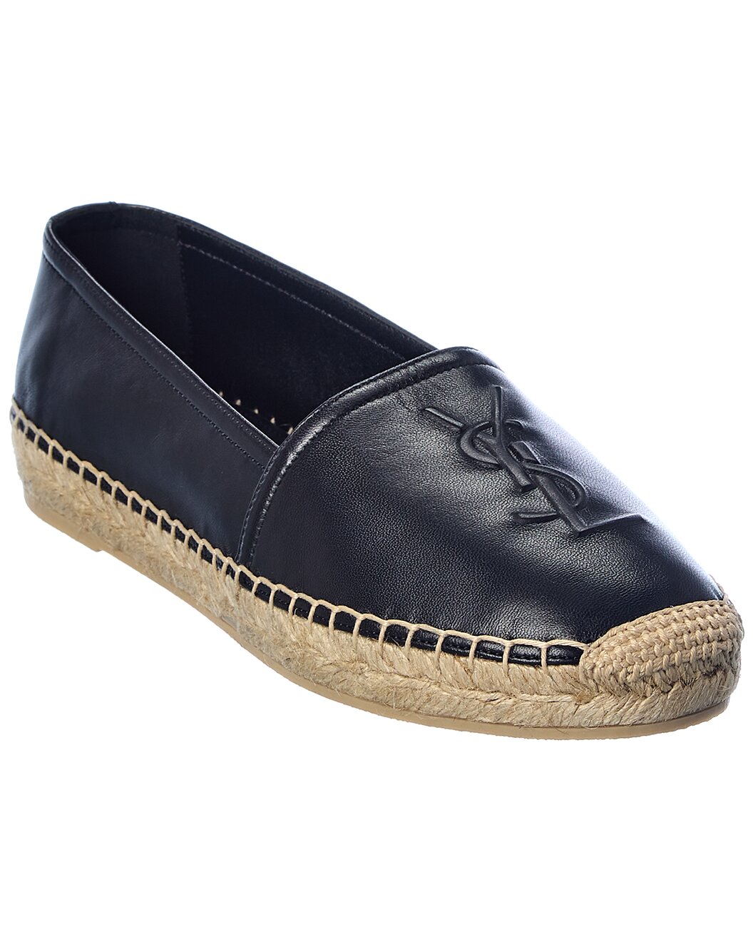 Debossed Logo Leather Espadrille