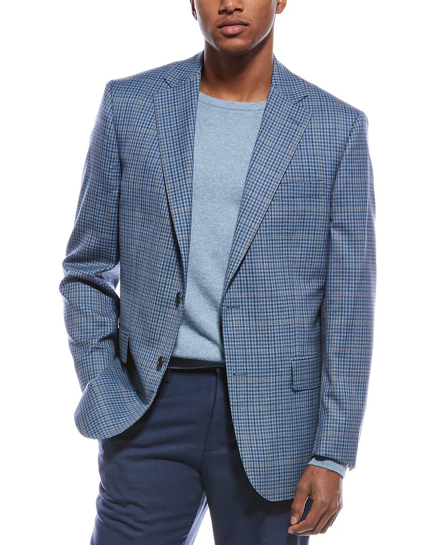 Brooks Brothers Classic Fit Blue Plaid Wool Sport Coat In Blue