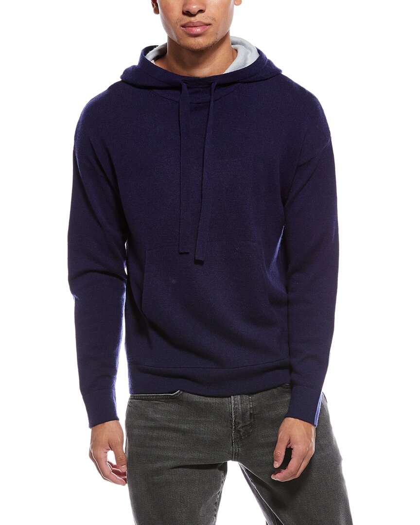 Scott & Scott London Brodie Cashmere Classic Wool & Cashmere-blend Hoodie In Blue
