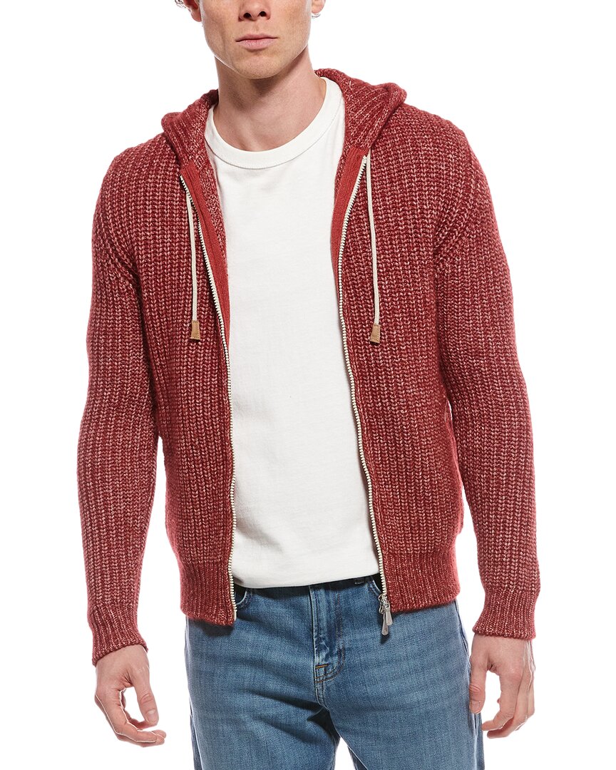 Eleventy Full Zip Sweater In Red