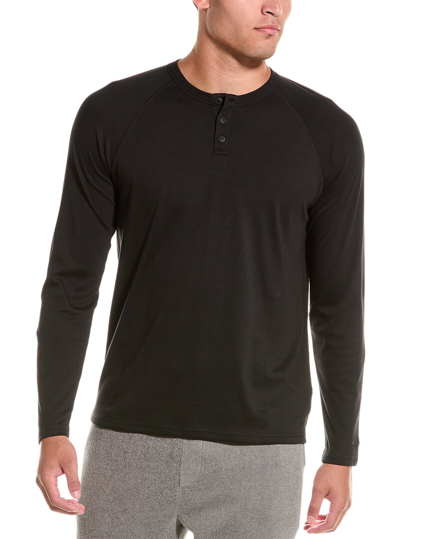 Barefoot Dreams Malibu Collection Pima Jersey Henley In Black