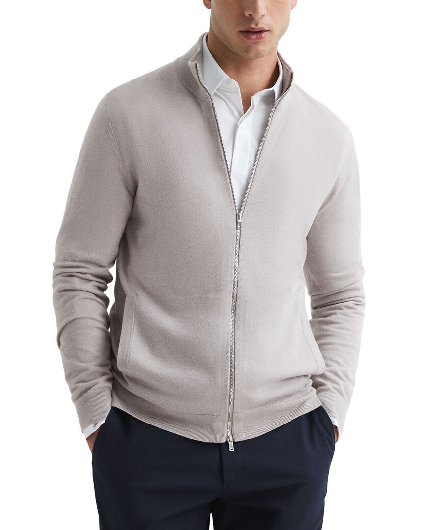 Reiss Hampshire Wool Zip Turtleneck Sweater In Neutral