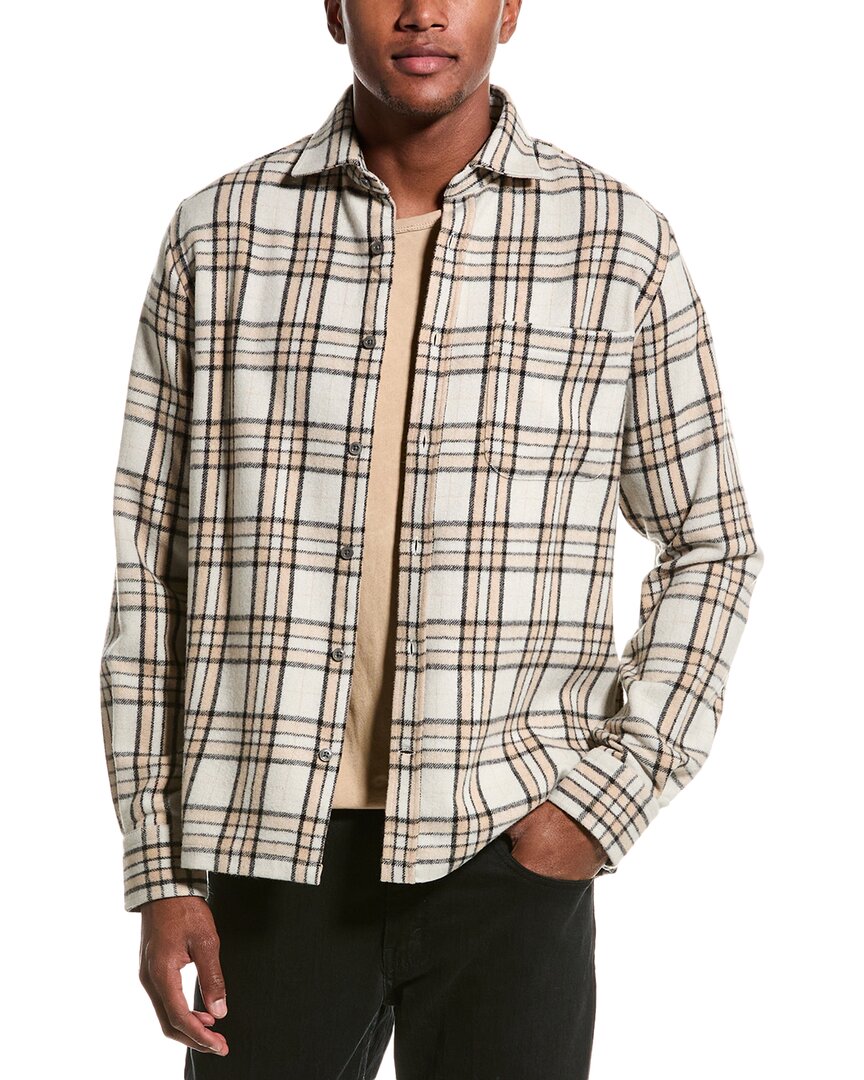 REISS REISS RIO WOOL-BLEND BRUSHED CHECKED OVERSHIRT