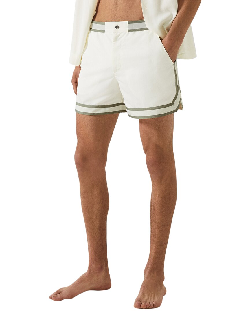 Reiss Mens White Baller Contrast-panel Regular-fit Woven Swim Shorts
