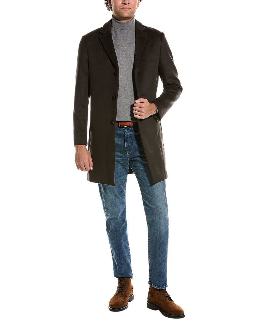 Reiss Chocolate Brown Gable Wool Blend Single Breasted Epsom Overcoat In Brown