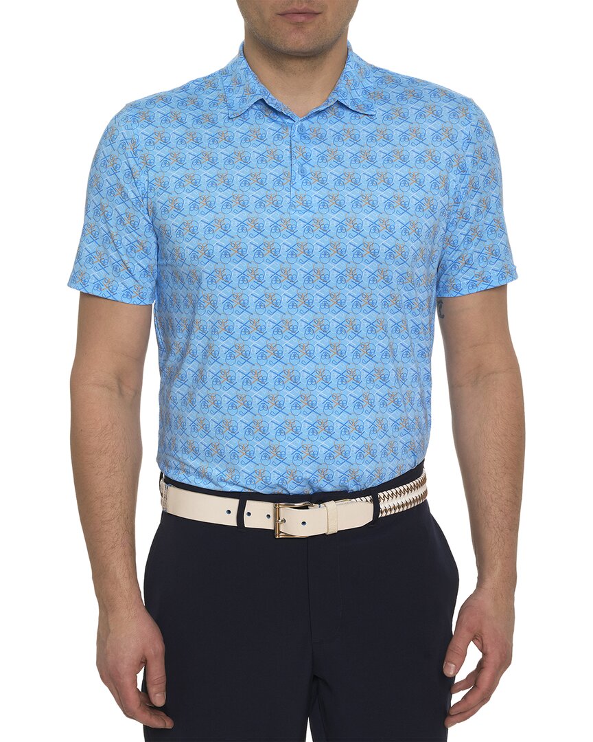 Robert Graham Iron Skull Knit Polo Shirt In Blue