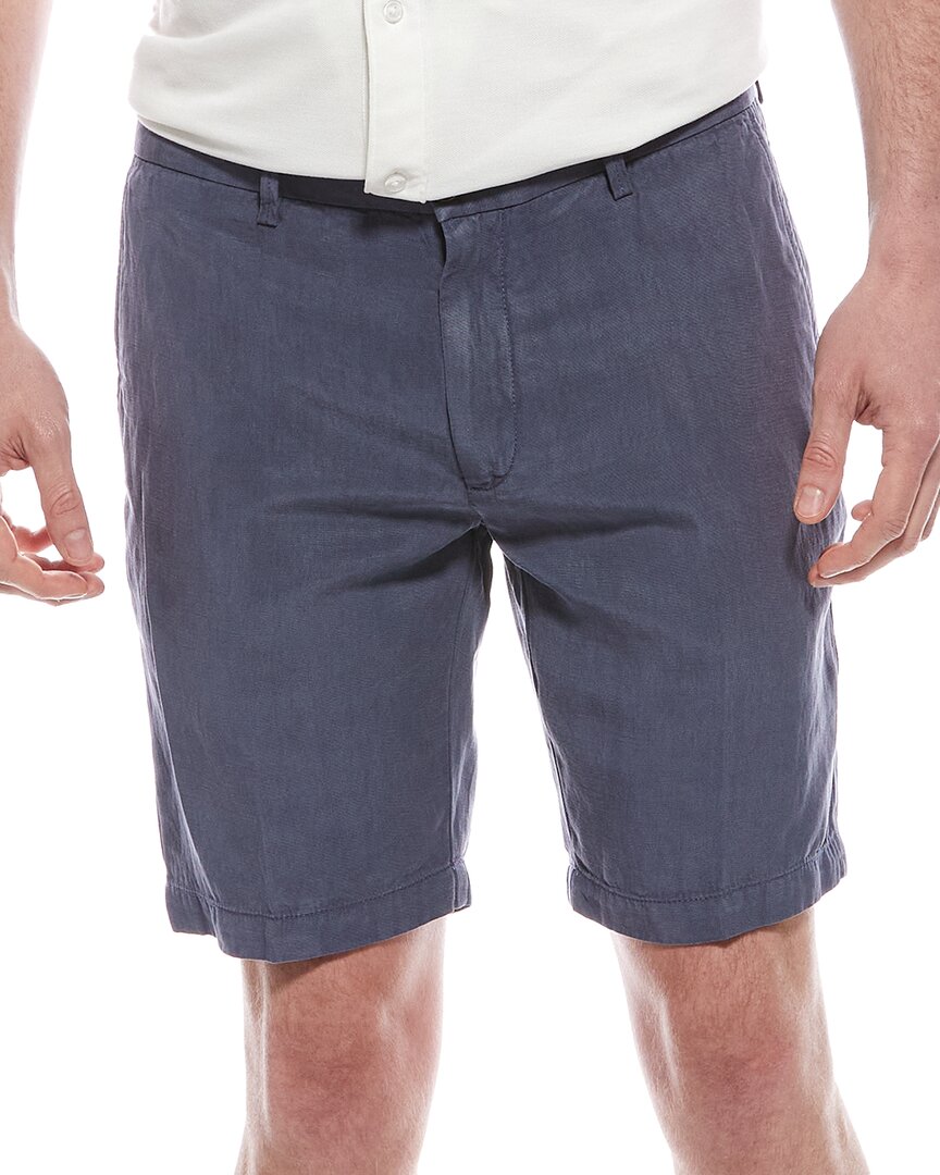 Scott Barber Linen-blend Short In Blue