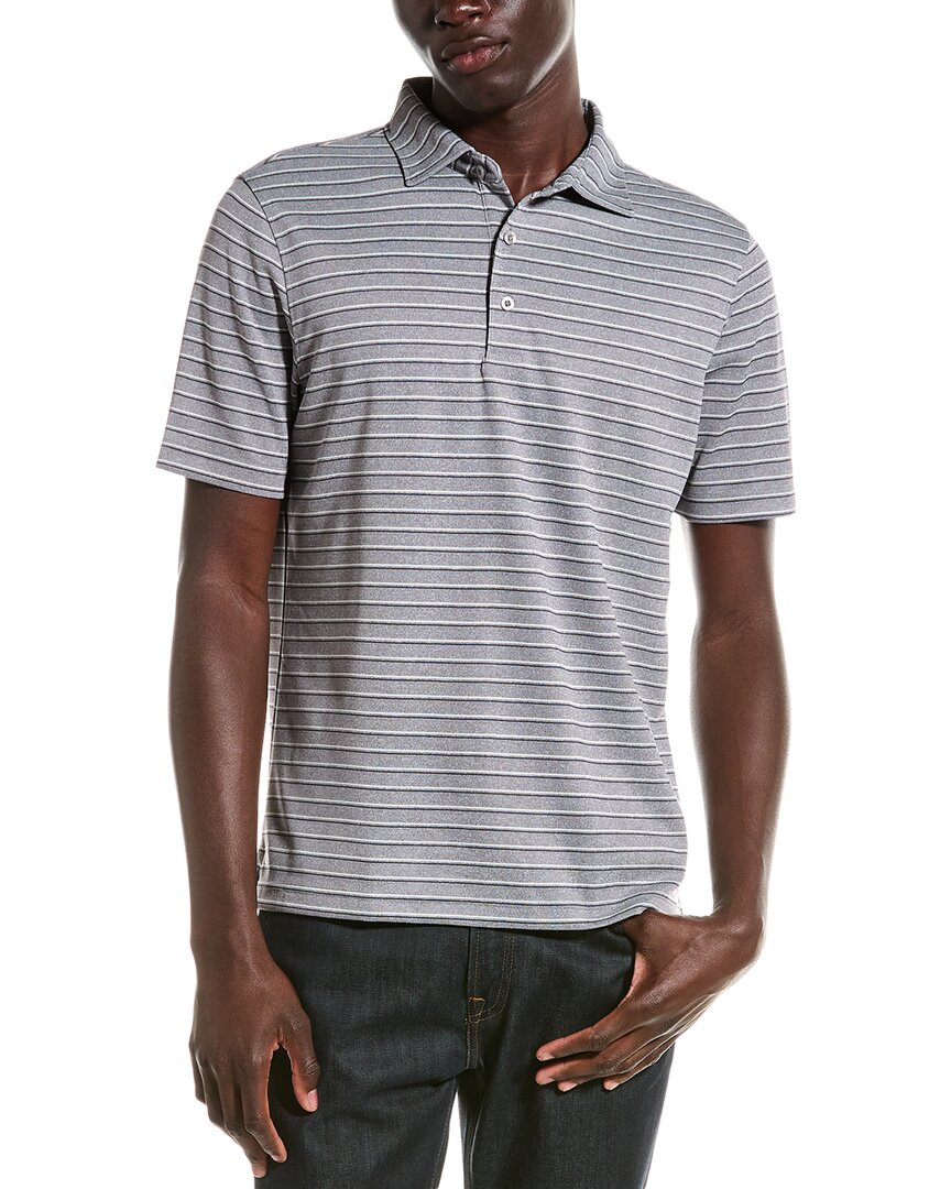 Scott Barber Track Stripe Tech Polo Shirt In Grey