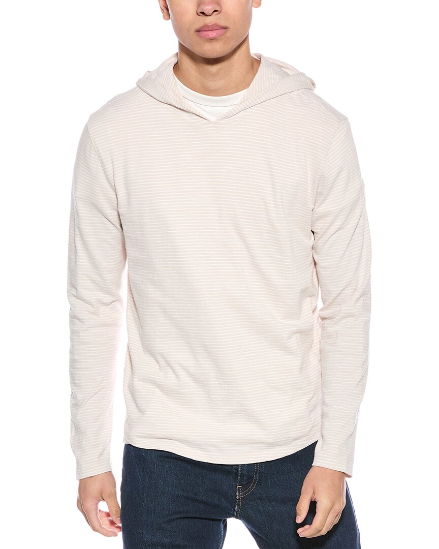 Vince Striped Hoodie In Beige