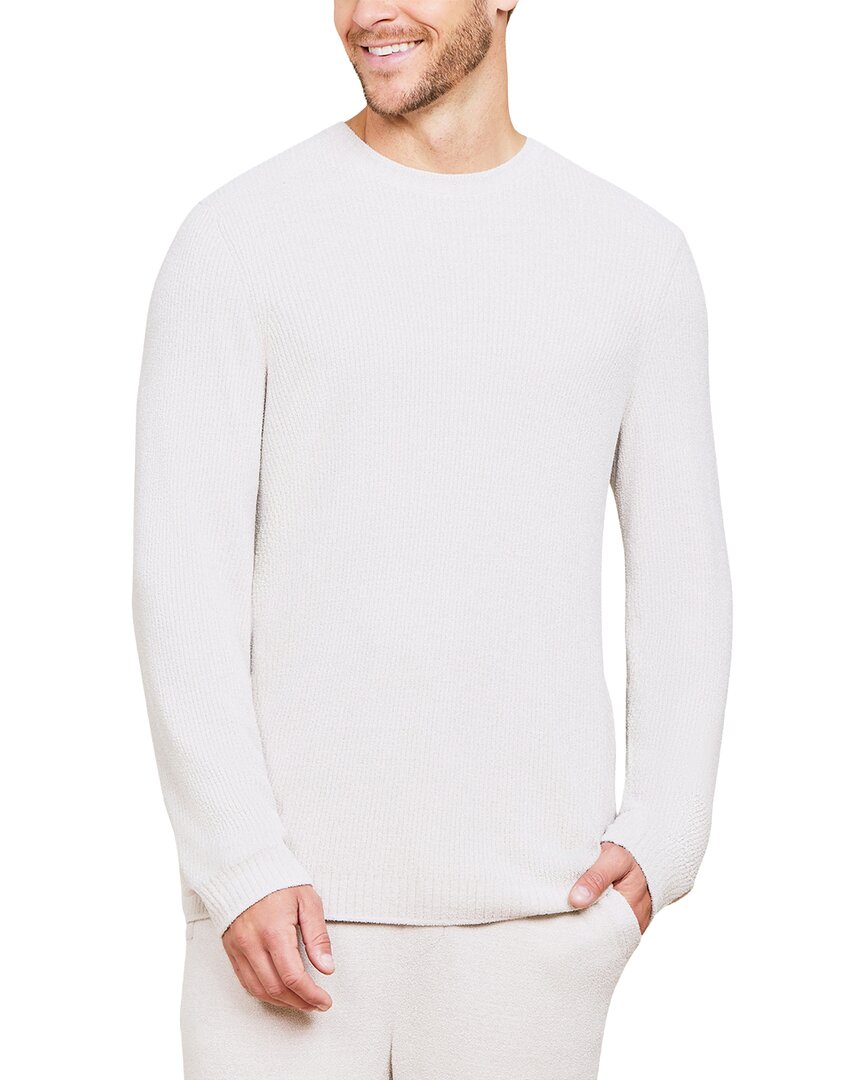 Barefoot Dreams Mc Brushed Fleece Split Neck Pullover In White