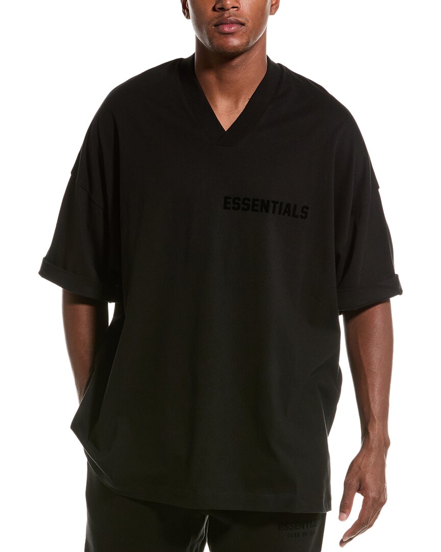 Essentials Fear Of God  V-neck T-shirt In Black