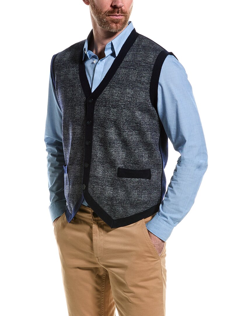 Shop Raffi Wool & Cashmere-blend V-neck Vest In Blue