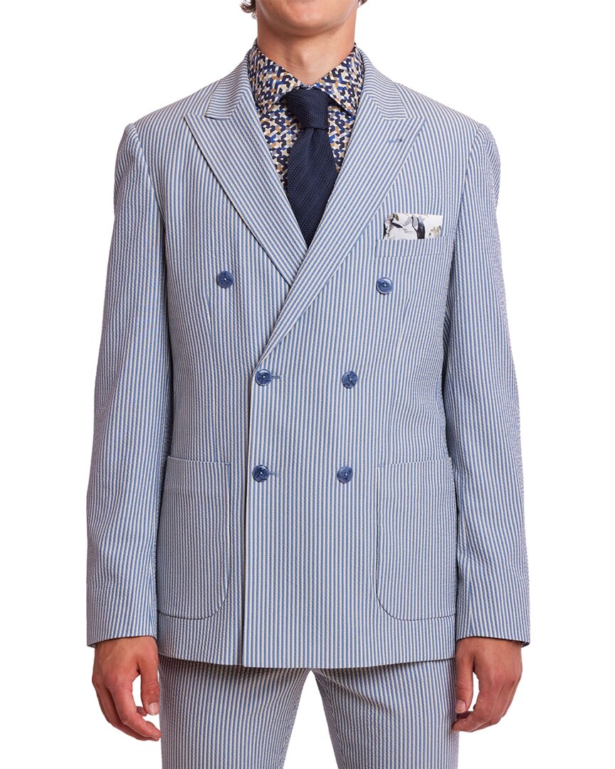 Paisley & Gray Soho Slim Fit Double Breasted Suit Jacket In Blue