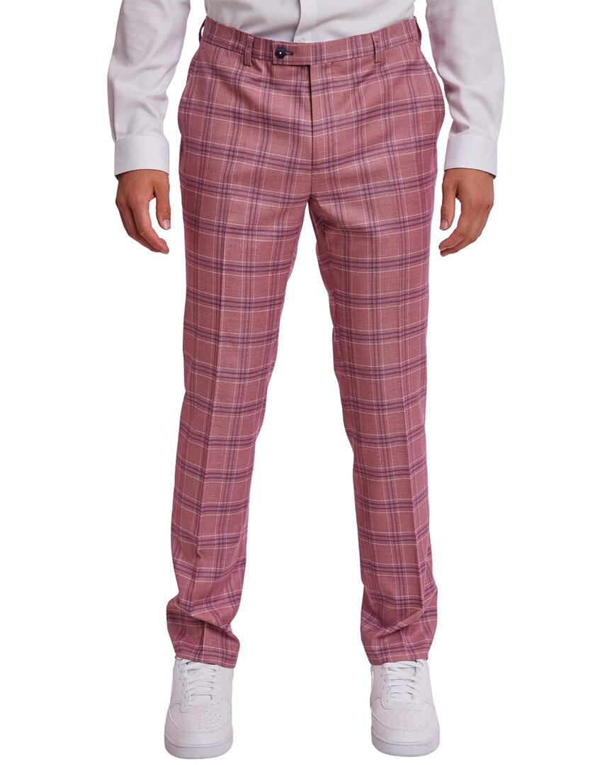 Paisley & Gray Downing Slim Flat Front Plaid Dress Pants In Multi