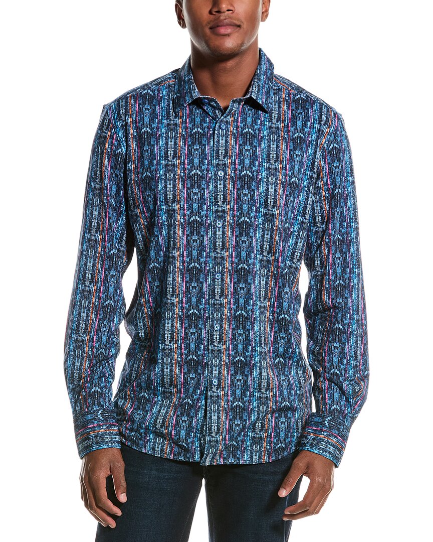 Shop Robert Graham Oasis Classic Fit Woven Shirt Knit Shirt In Blue