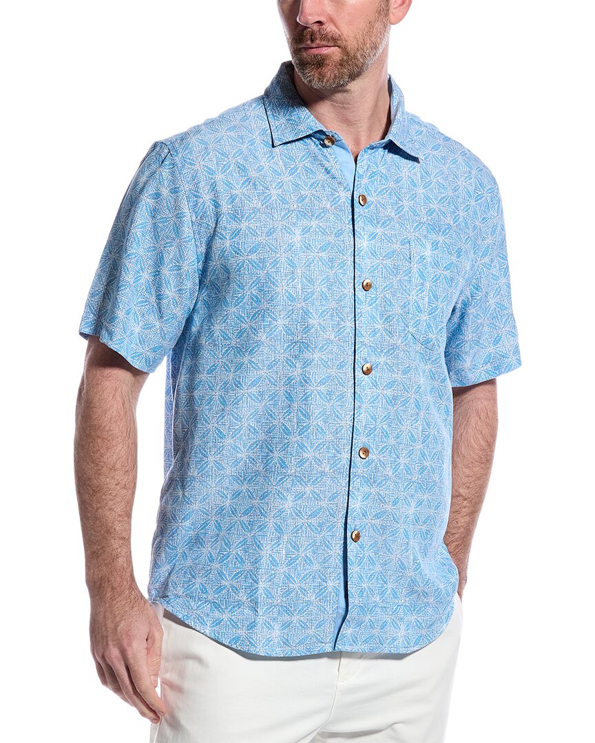 Tommy Bahama Coconut Point Fleur De Geo Camp Shirt In Blue