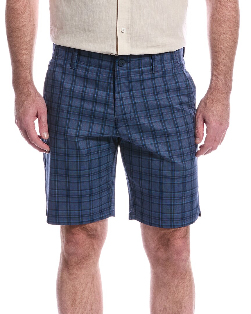 Tommy Bahama On Pair Plaid Flat Front Performance Golf Shorts In Navy
