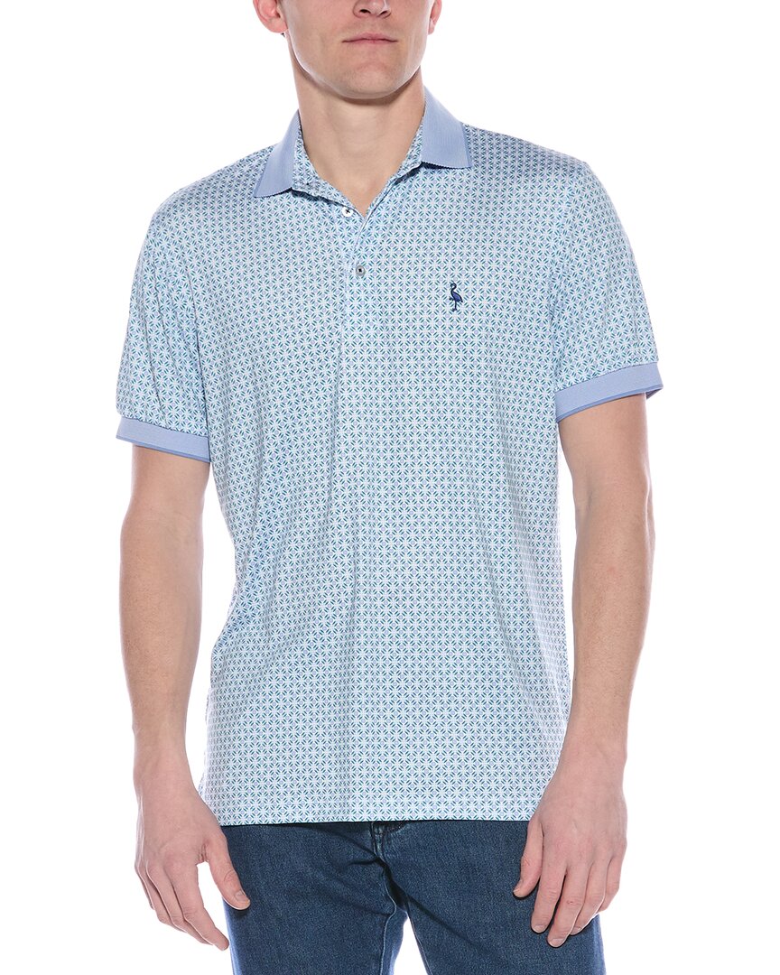 Tailorbyrd Floral Geo Performance Polo Shirt In Blue