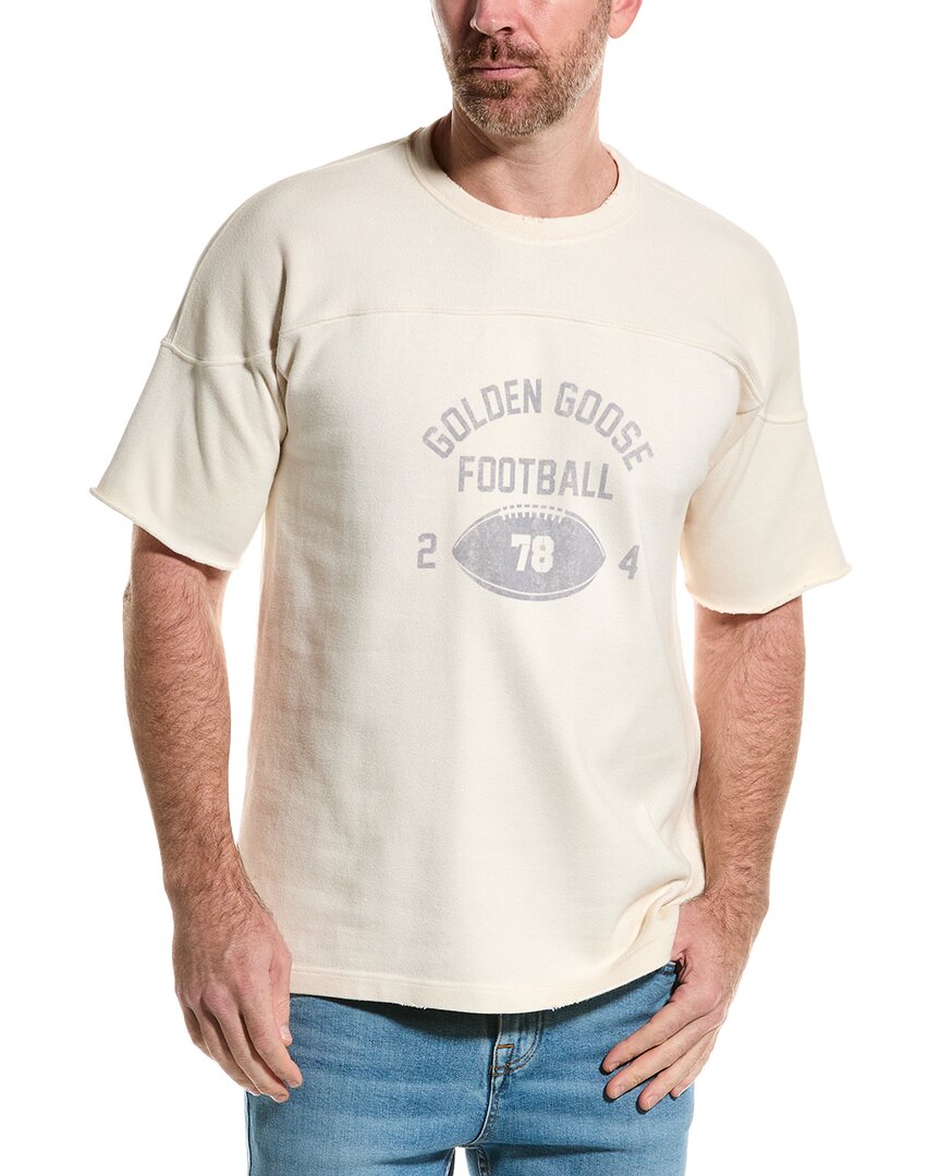 Golden Goose T-shirt Regular Stampa Vintage Football In White