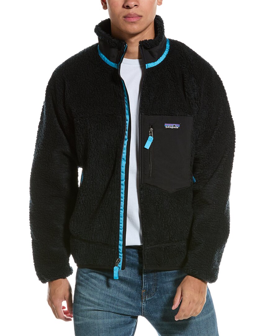 Patagonia Logo-patch Zip-up Fleece Jacket In Blue