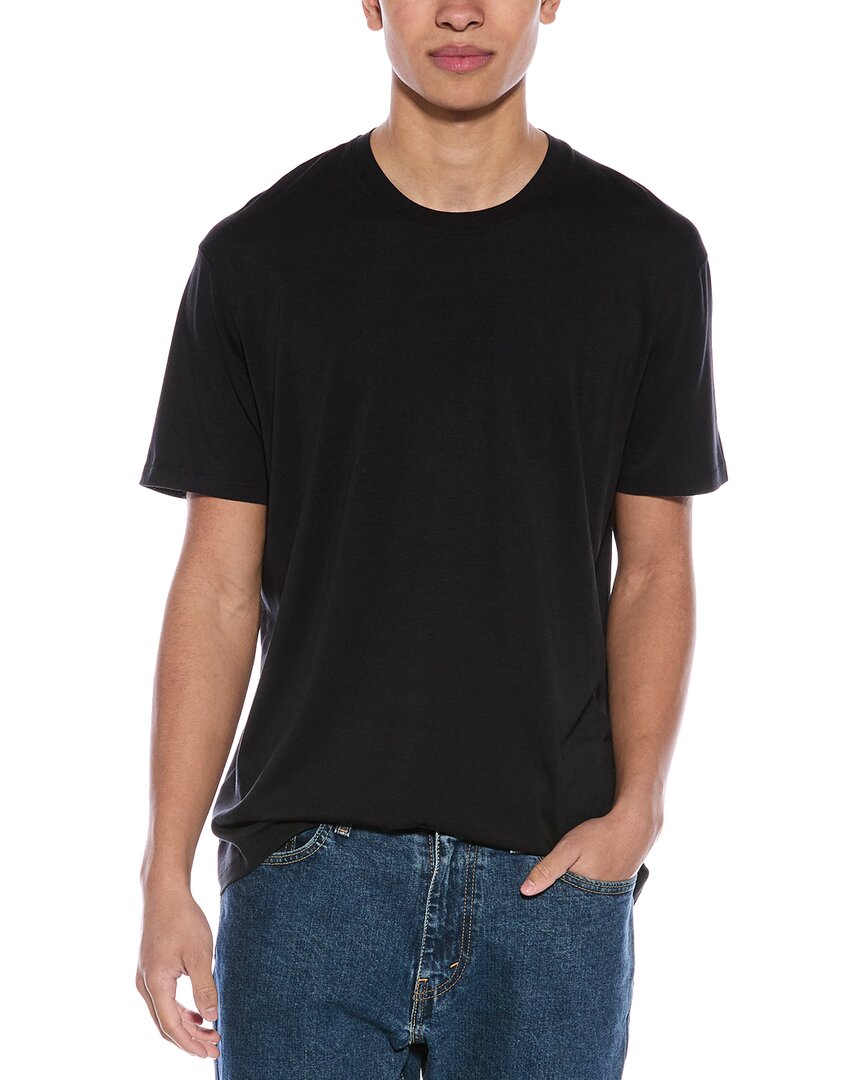 Tom Ford Black Basic Crewneck T-shirt With Tonal Stitching In Cotton Blend Man In Black