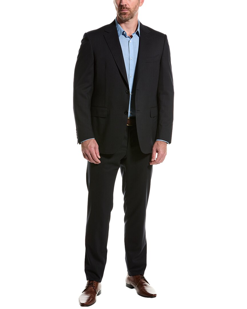 Canali Wool Suit With Flat Front Pant In Black