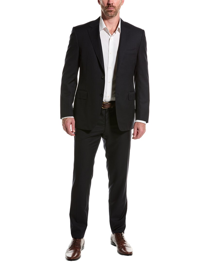 Canali Wool Suit With Flat Front Pant In Blue