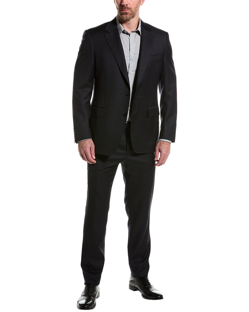 Canali Wool Suit With Flat Front Pant In Blue