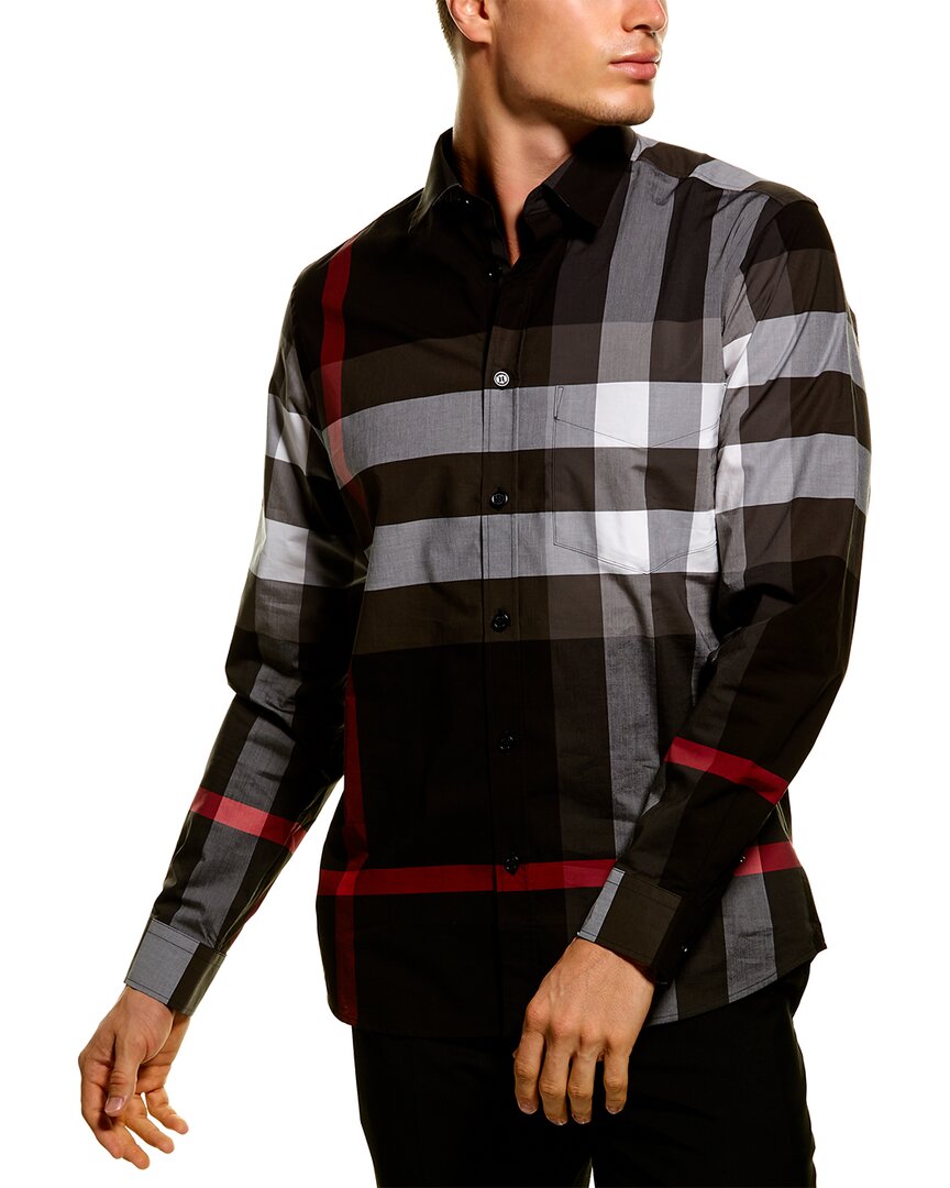 Burberry Somerton Shirt In Black White And Red In Nocolor