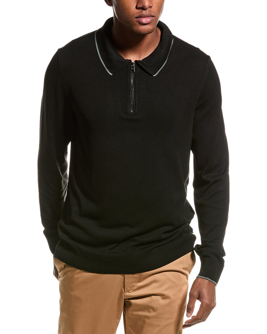 Shop Hugo Boss Boss Luno 1/4-zip Polo Sweater In Black
