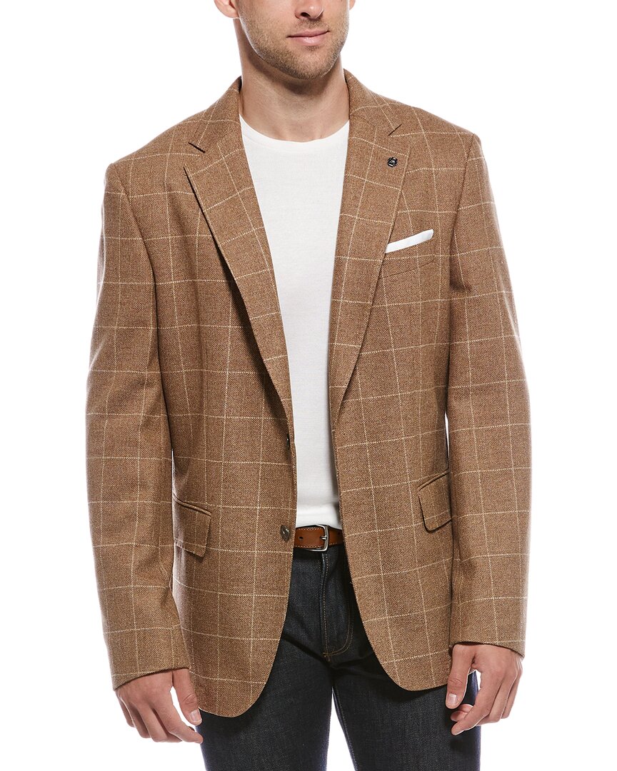 Hugo Boss Hutson Wool-blend Blazer In Brown