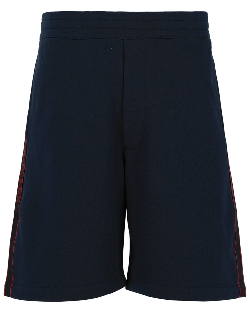 Alexander Mcqueen Logo Tape Shorts In Blue