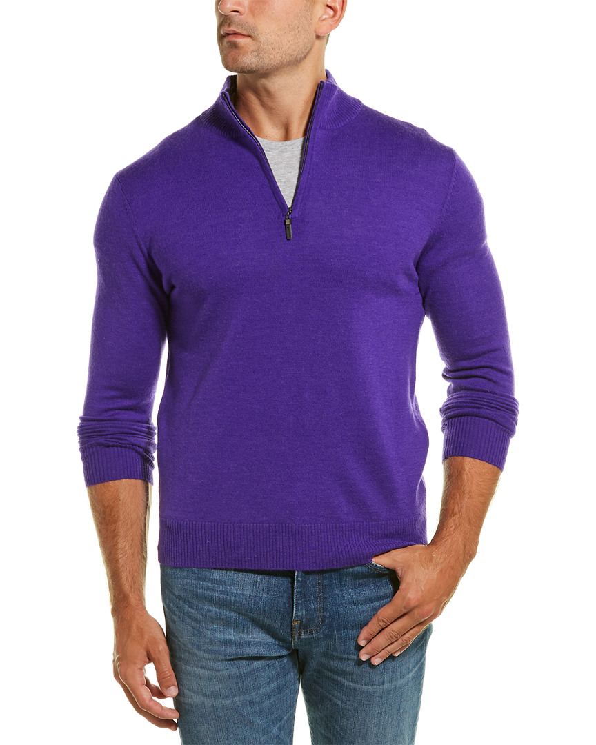 Qi Wool 1/4-Zip Mock Sweater Men's Purple Xl | eBay