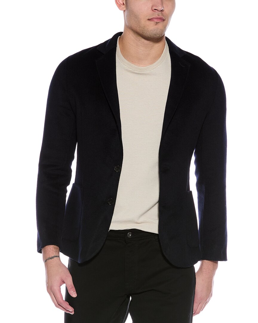 Reiss Chocolate Brown Single-breasted Wool Blend Blazer Slim Fit In Blue