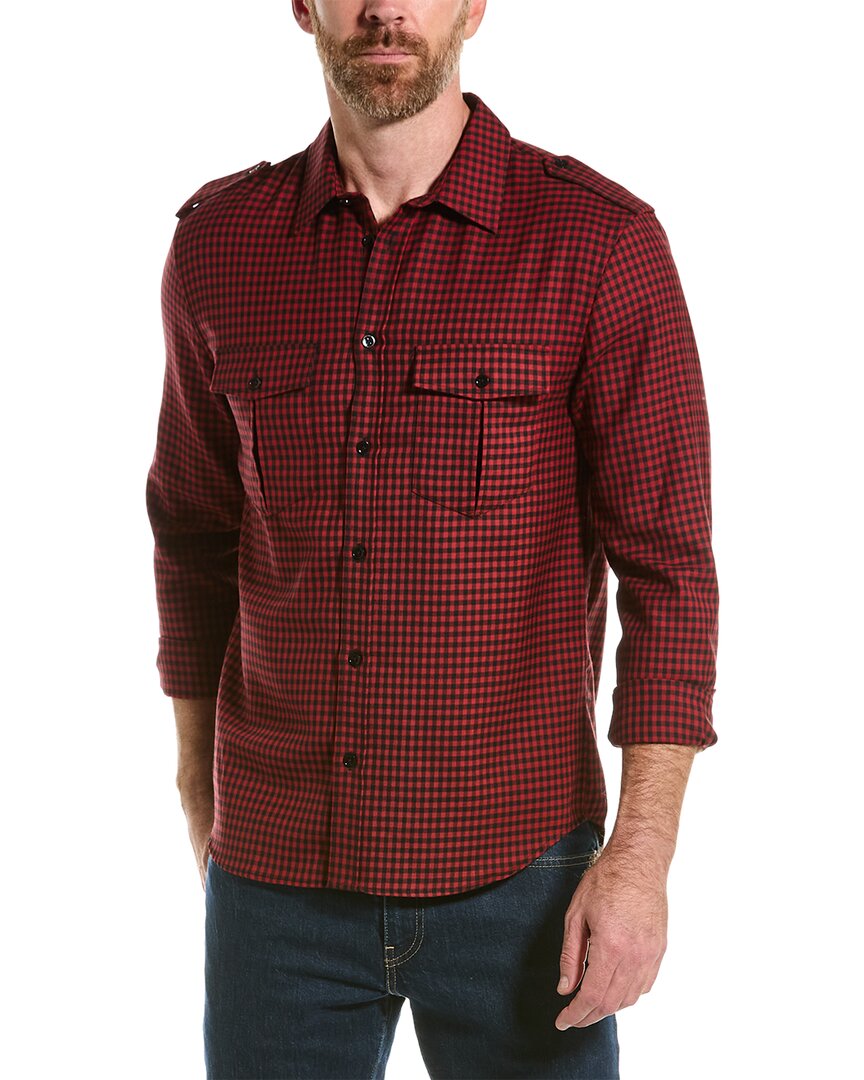 Shop The Kooples Small Titanus Checks Wool Shirt In Red