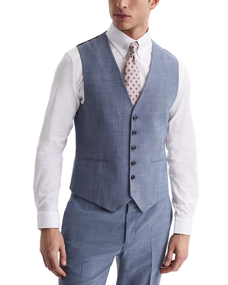 Reiss Wish Wool-blend Waistcoat In Blue