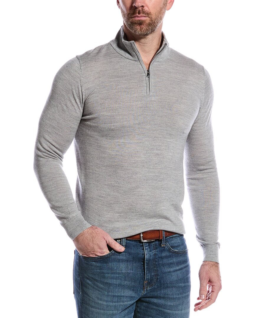 Reiss Blackhall Merino Wool Slim Fit Quarter Zip Mock Neck Sweater In Gray