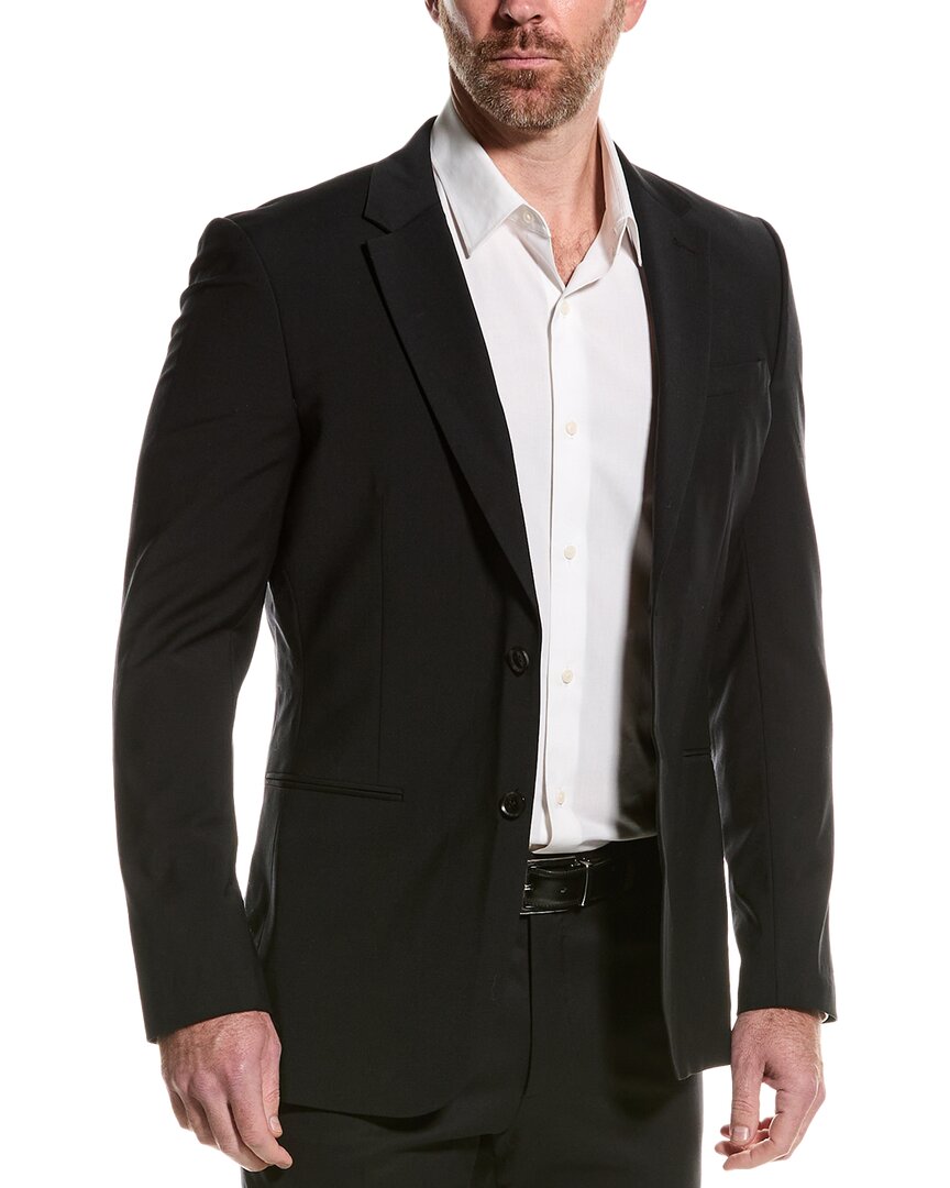 Reiss Chocolate Brown Single-breasted Wool Blend Blazer Slim Fit In Black