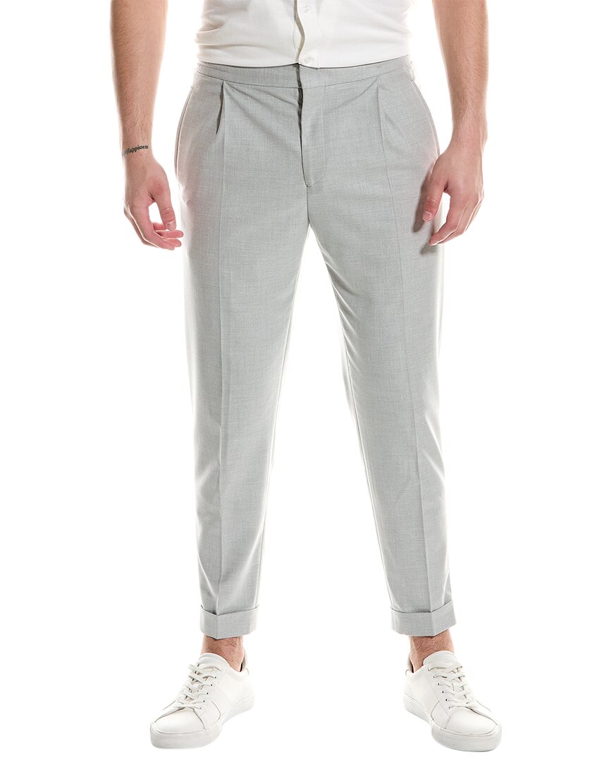 Reiss Grey Bridge Textured Side Adjuster Regular Fit Trousers With Turn-ups In Gray