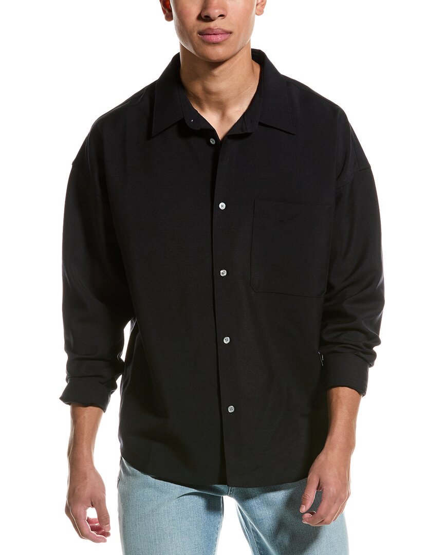 Frame Denim Relaxed Wool & Mohair-blend Shirt In Blue