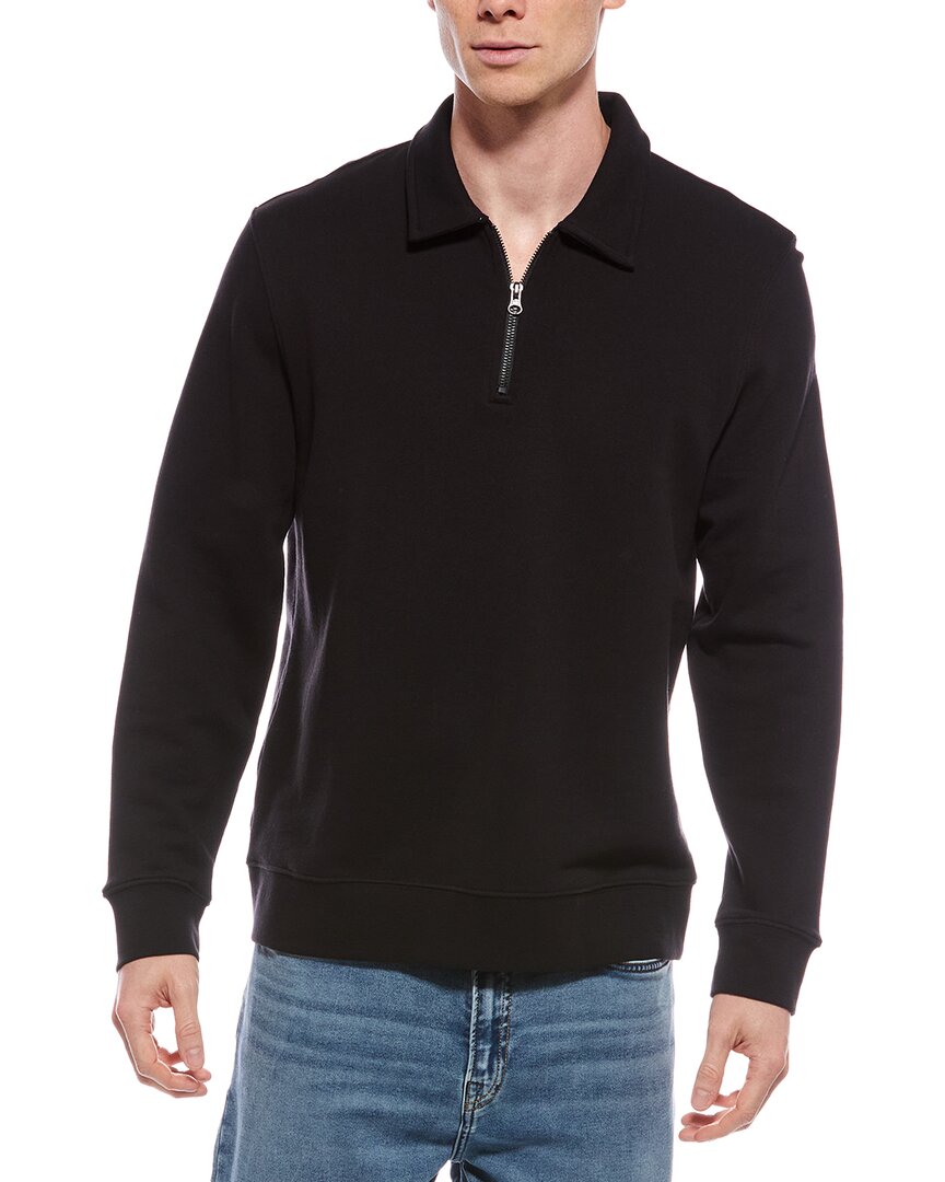 Vince French Terry 1/4-zip Pullover In Black
