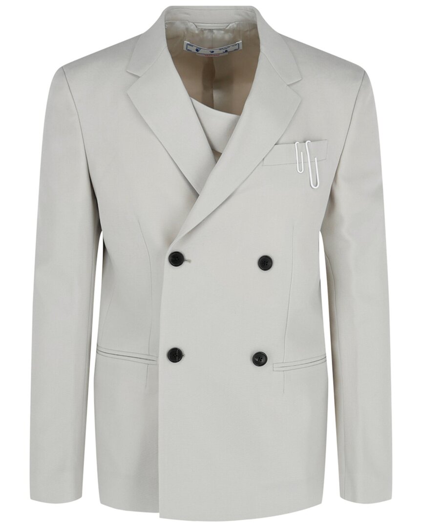 Off-white Man Suit Jacket Light Grey Size 34 Virgin Wool