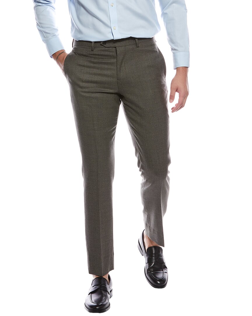 Brooks Brothers Classic Flat Front Wool Trouser In Green