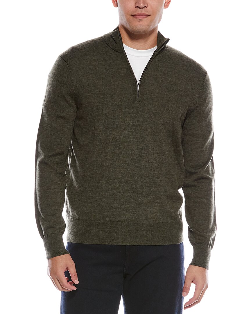 Brooks Brothers Wool 1/2-zip Cardigan In Green