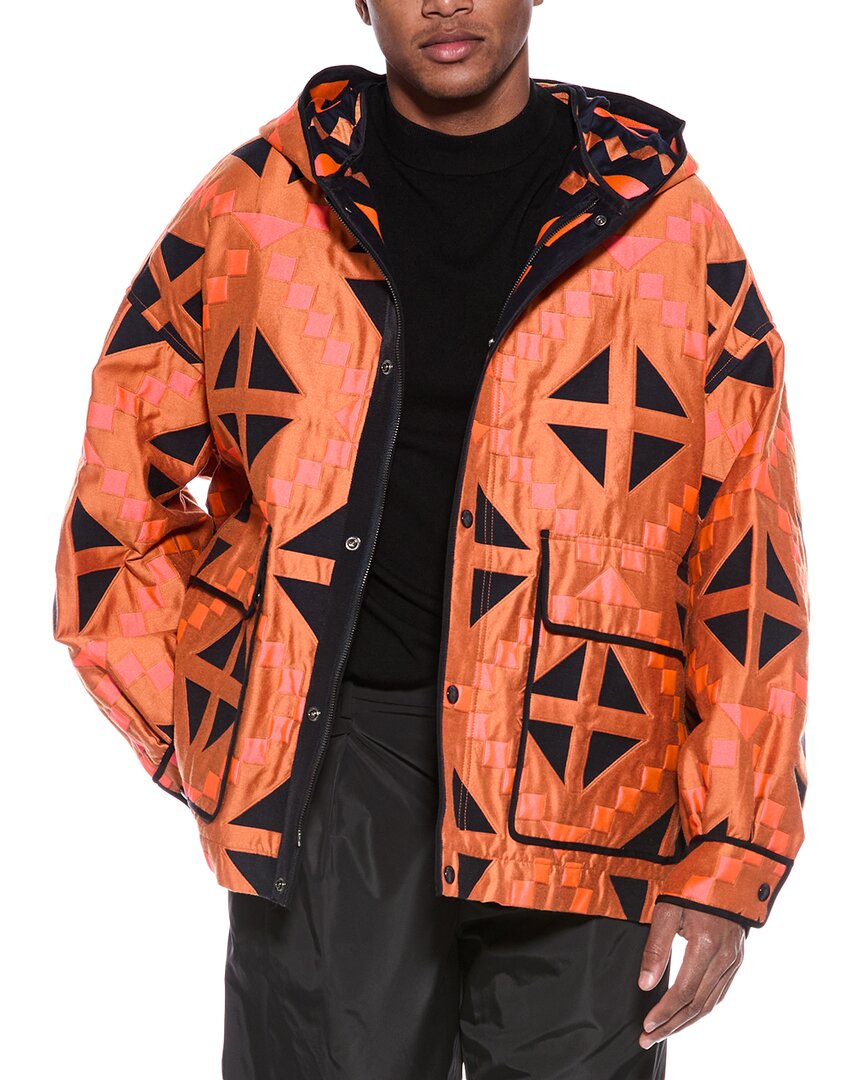 Valentino Silk-blend Coat In Orange