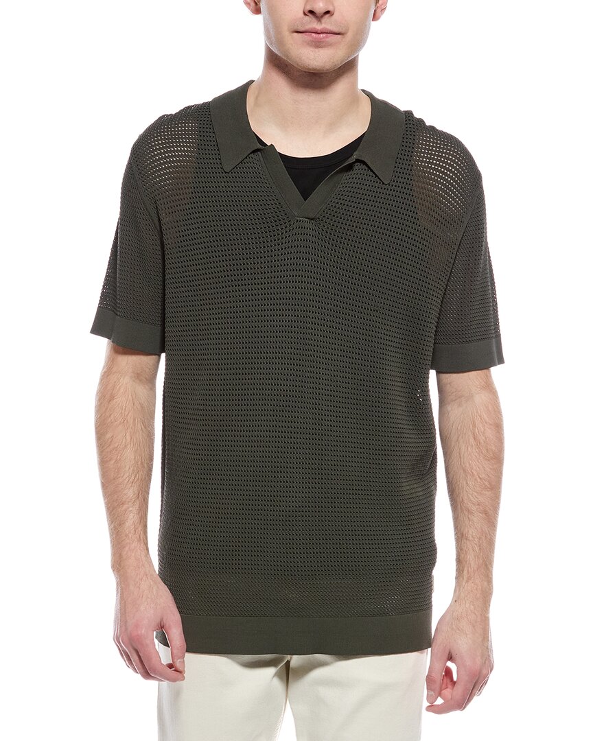 Onia Mesh Knit Polo Sweater In Gray