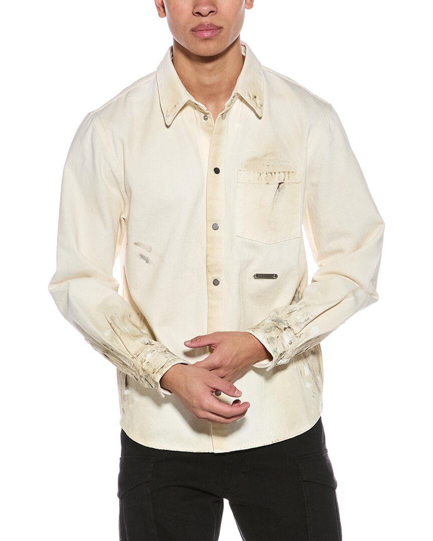 Helmut Lang Off-white Painted Denim Shirt In White
